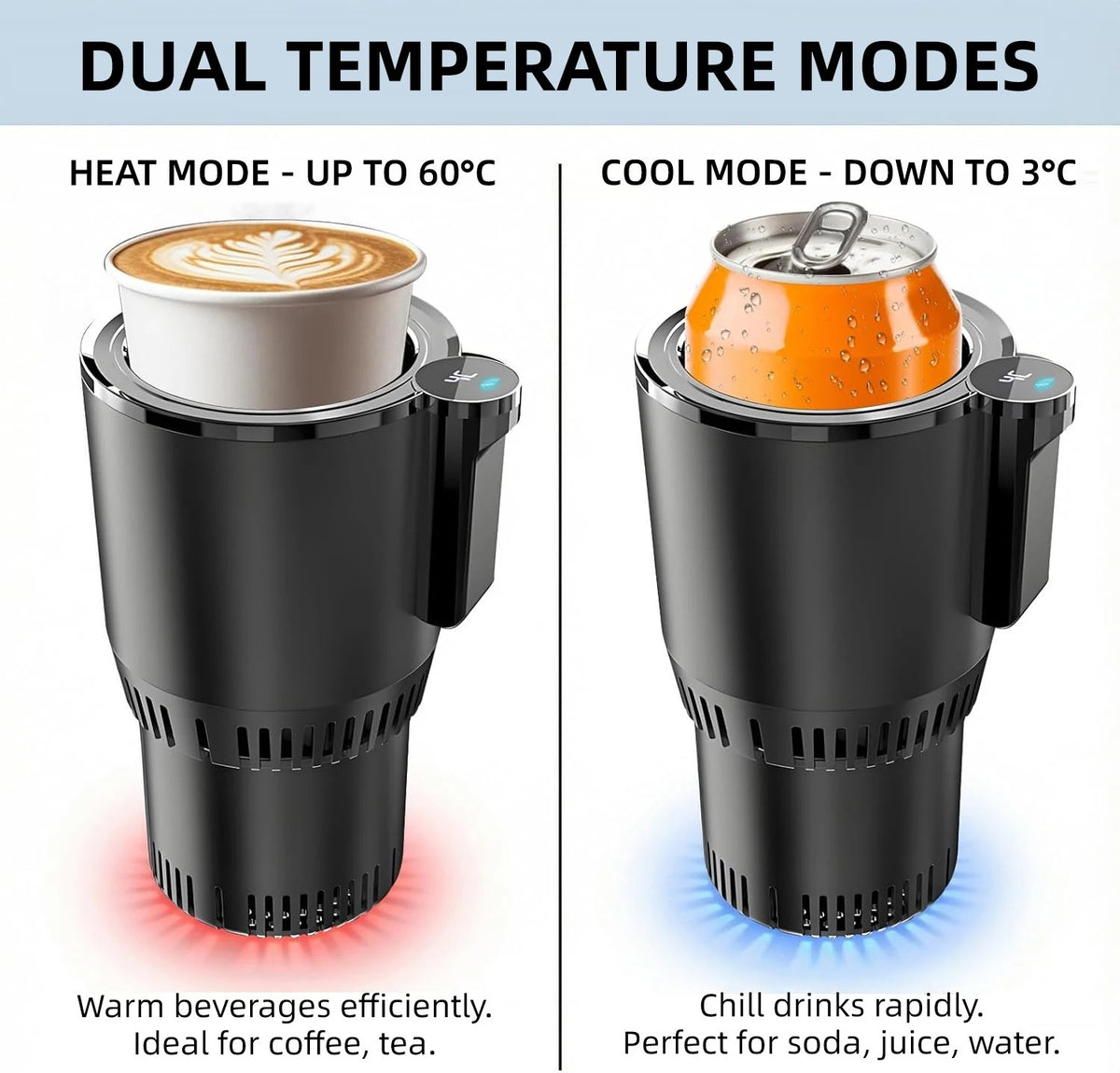Portable Car Smart Temperature Control Cup Holder 2-in-1