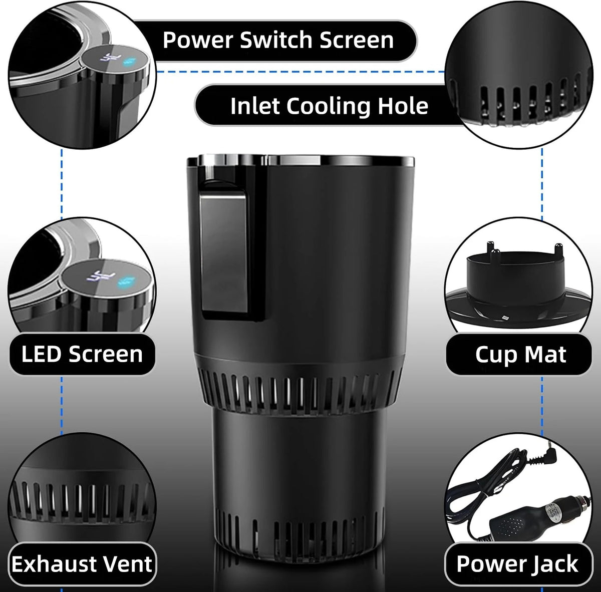 Portable Car Smart Temperature Control Cup Holder 2-in-1