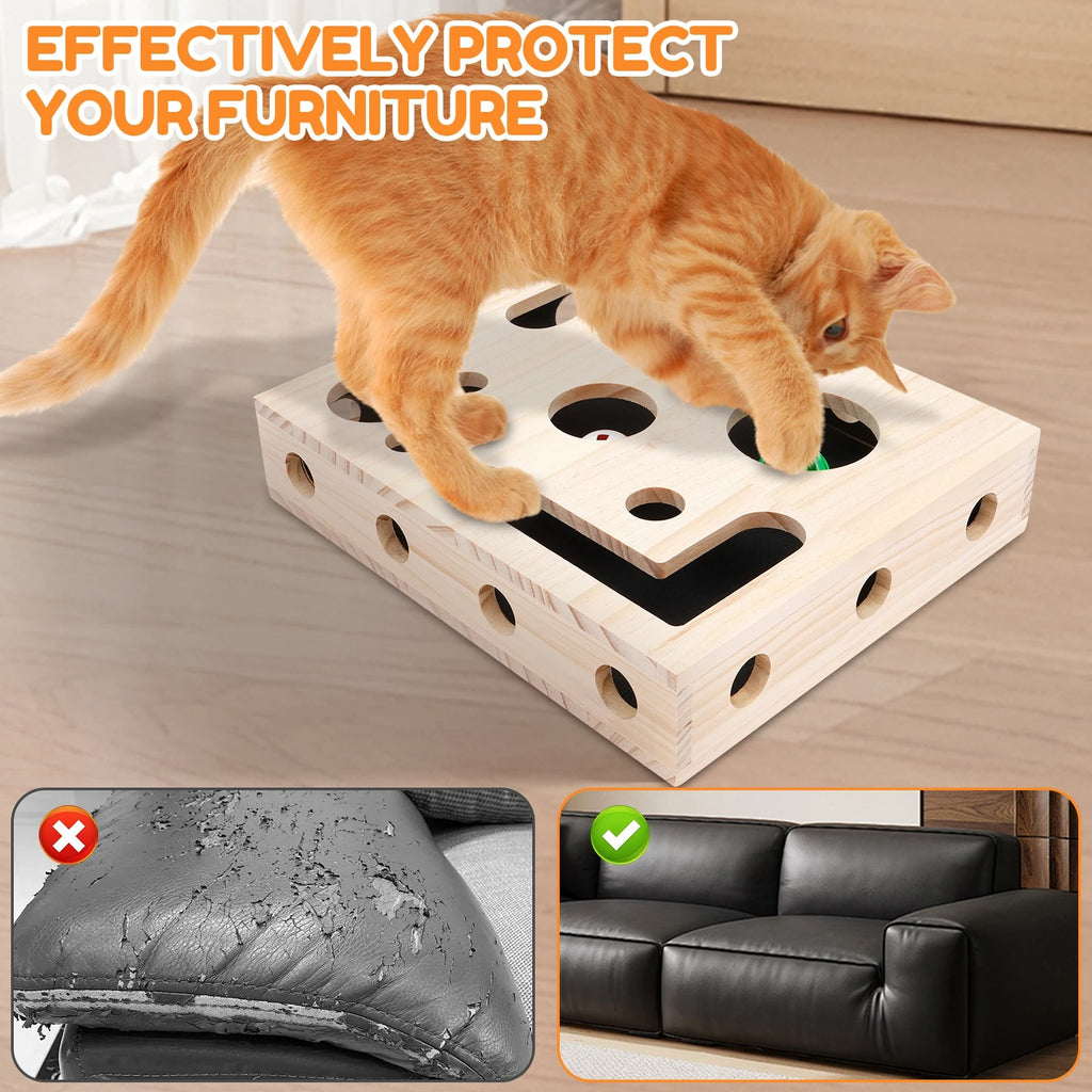 Cat Nail File Box Toy with Bell Ball and Sandpaper Inside