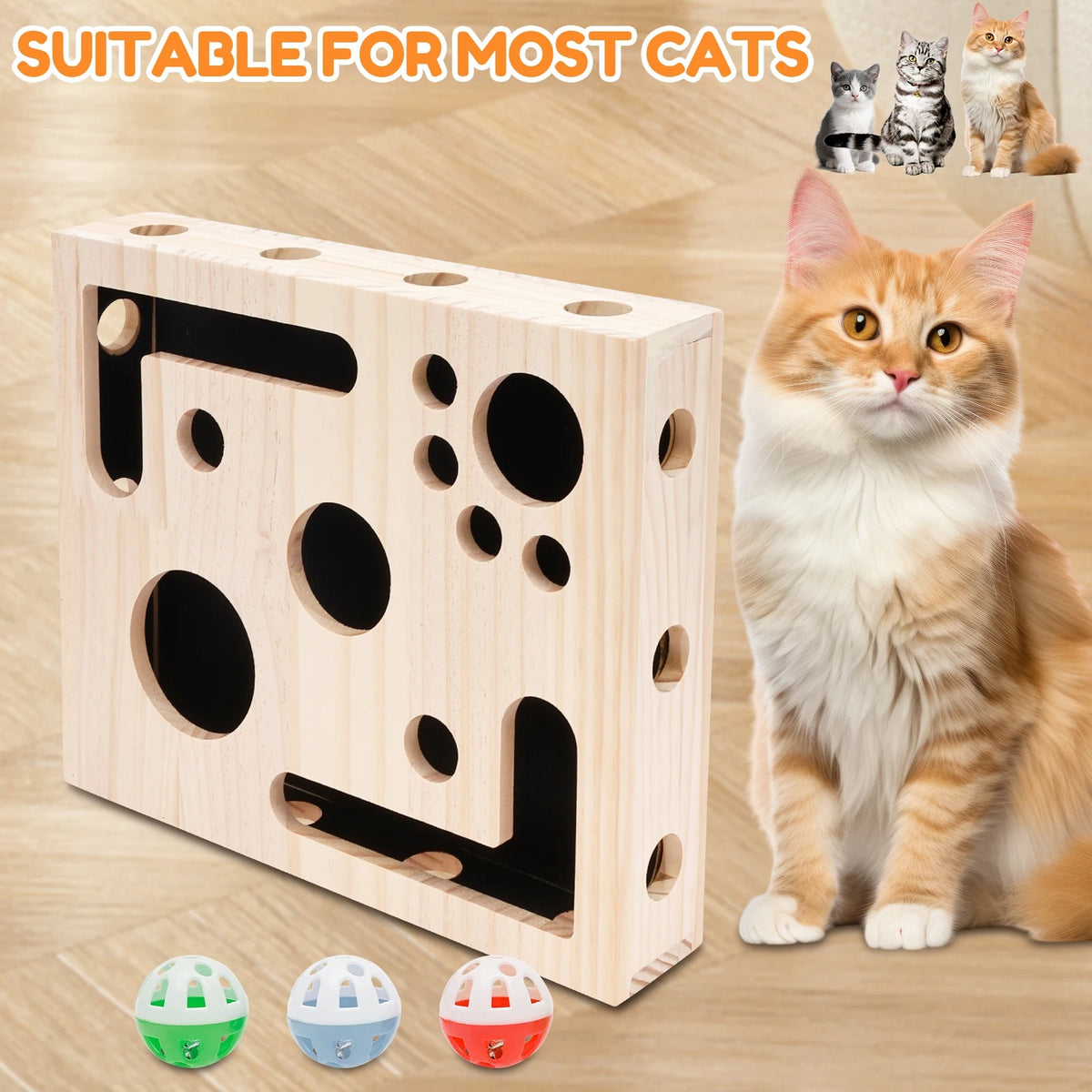 Cat Nail File Box Toy with Bell Ball and Sandpaper Inside
